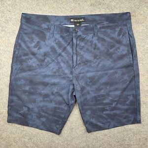 Travis Mathew Shorts Mens 38 Blue Camo‎ Golf Chino Stretch 10 Inseam Casual